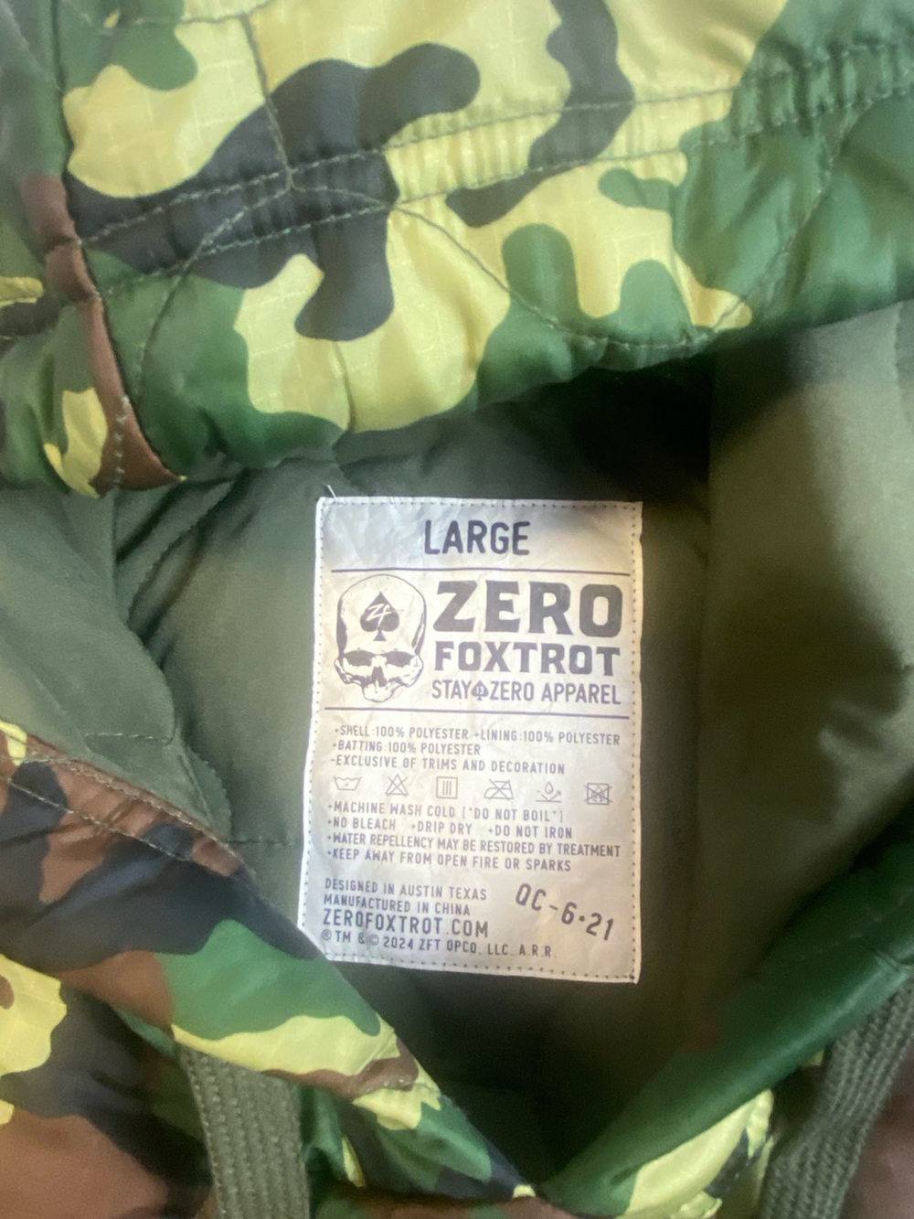 Zero Foxtrot Woobie Pullover Hoodie Mens Large Woodland Camo Kangaroo Pocket L - Picture 5 of 6